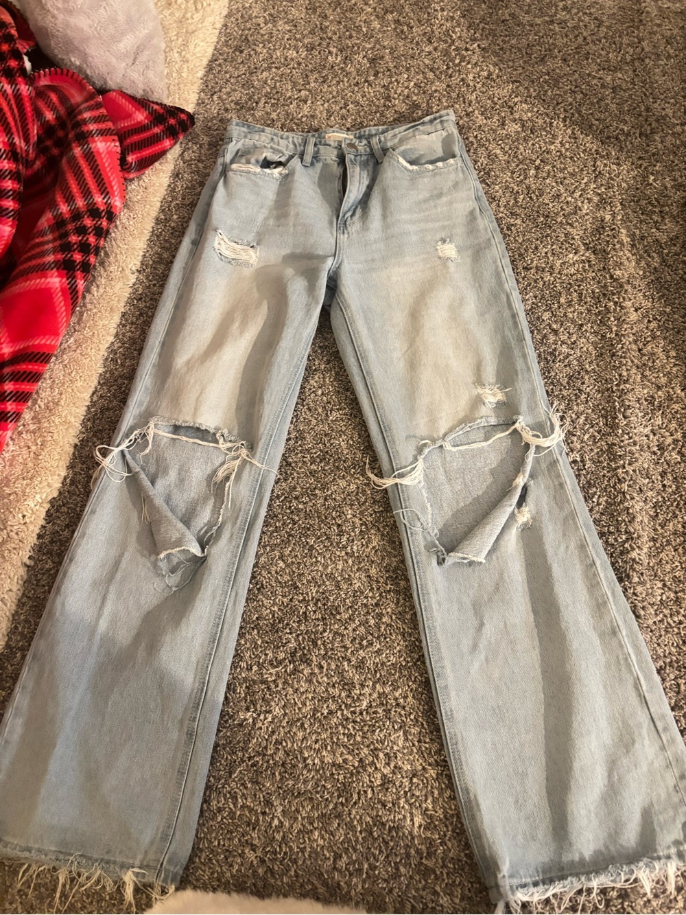 Altar'd State Light Blue Distressed Wide-Leg Jeans